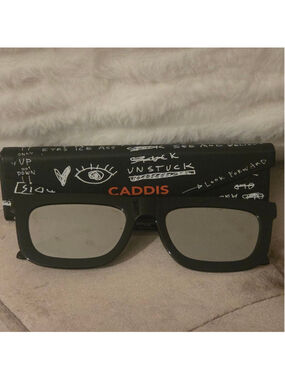 Women's Caddis Black reflective Square Sunglasses with Case